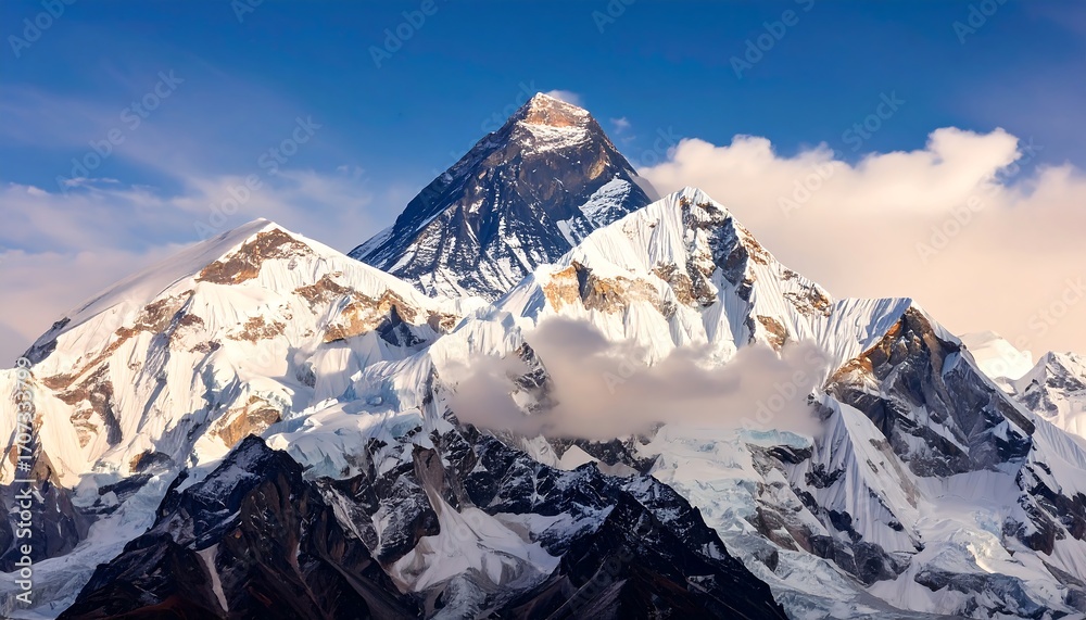 Fototapeta premium Majestic mountain peak under a vibrant sky