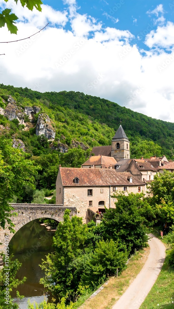Fototapeta premium Picturesque village nestled in a valley