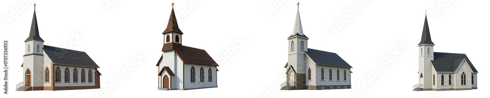 Fototapeta premium Traditional Christian Chapel Building Isolated Transparent Background