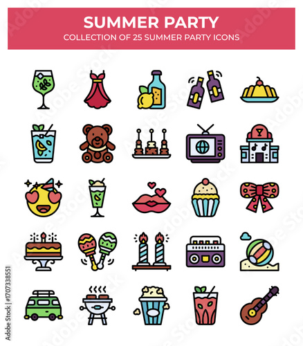 Summer Party. Collection of 25 Summer Party Icons
