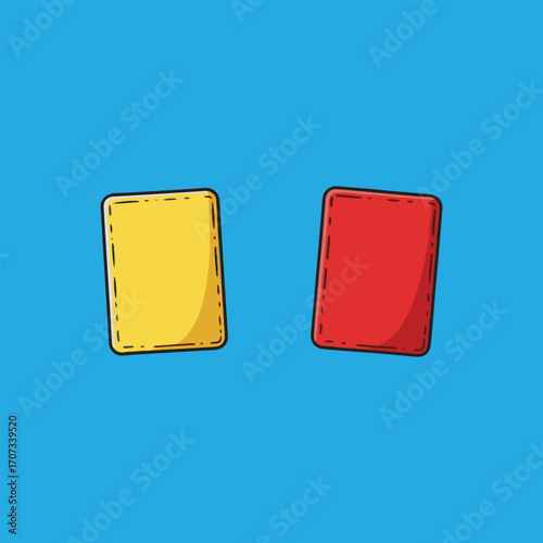 Yellow and red cards, soccer referee signals, penalty, caution, expulsion.