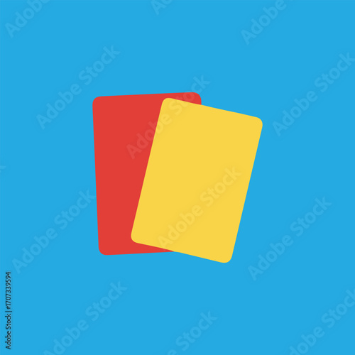 Two overlapping red and yellow cards, symbolic of referee warnings and dismissals in a sport.
