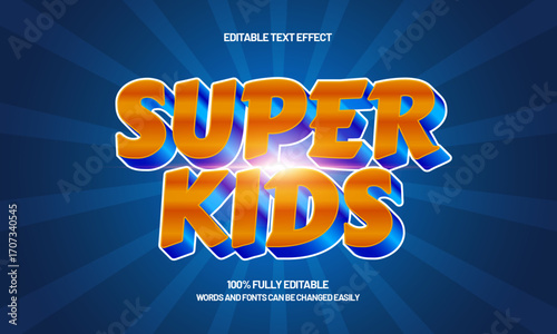 super kids editable text effect for game