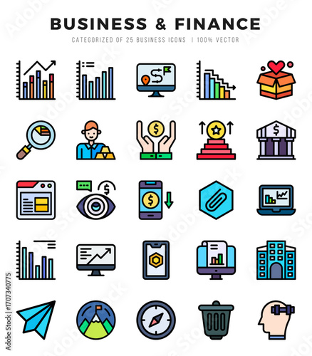 icons set. Business & Finance for web. app. vector illustration.
