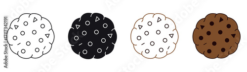 Cookie icon vector. Biscuit, cracker, Snack icon symbol in line, flat, and colors style on white background. Vector illustration .