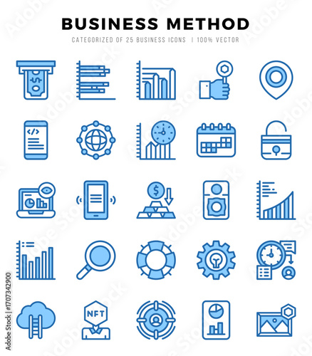 Set of 25 Business Method Two Color Icons Pack.