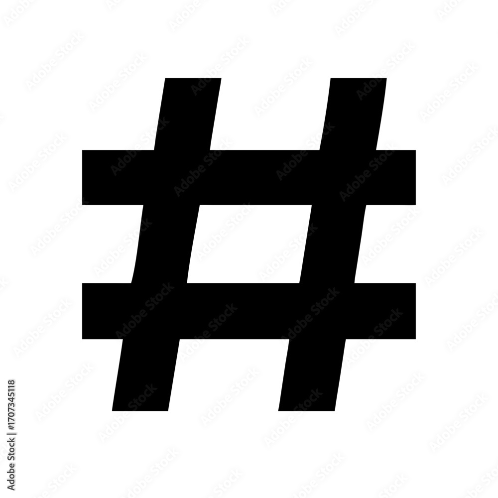 Obraz premium Solid hashtag icon on white background