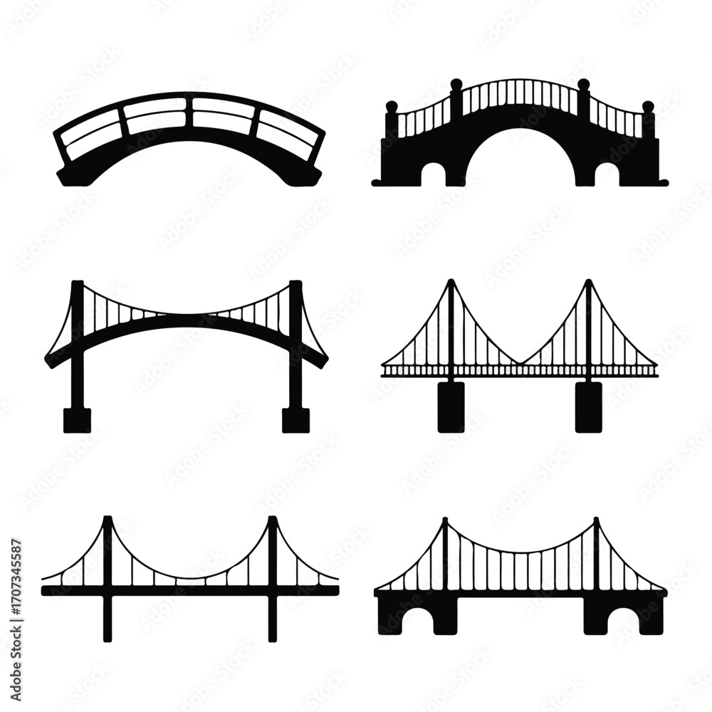 Obraz premium Collection of bridge silhouettes