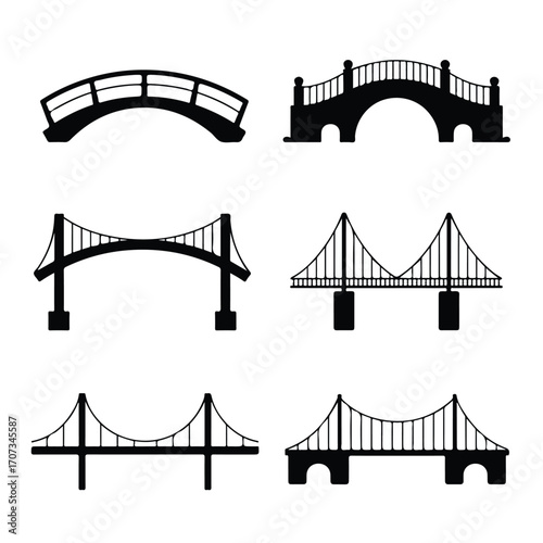 Collection of bridge silhouettes