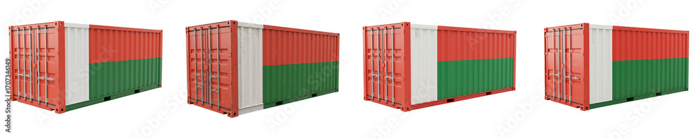 Fototapeta premium Belarus Flag Shipping Container Set On Isolated Transparent Background