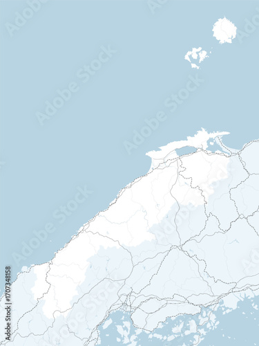 日本の島根県と隣接する都道府県を含む、シンプルなロードマップ