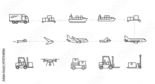Modern transportation methods showcase logistics solutions for efficient distribution worldwide