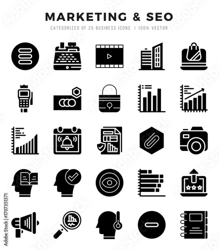 Marketing & SEO Icon Bundle 25 Icons for Websites and Apps
