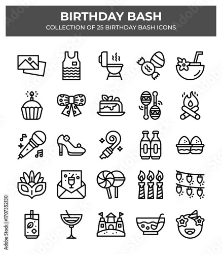Birthday Bash. Collection of 25 Birthday Party Icons