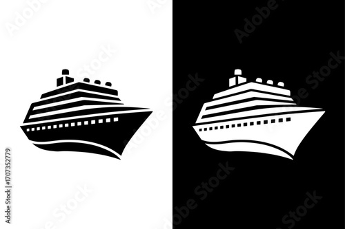 Flat Cruise Ship Icon for Travel and Tourism.
