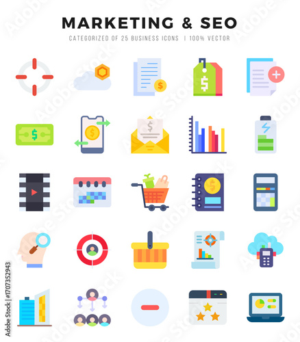 Marketing & Seo icons set for website and mobile site and apps.