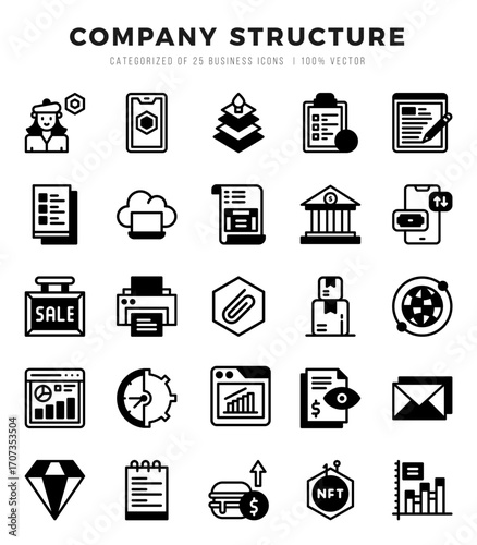 Set of Company Structure Icons Lineal Filled icons collection.