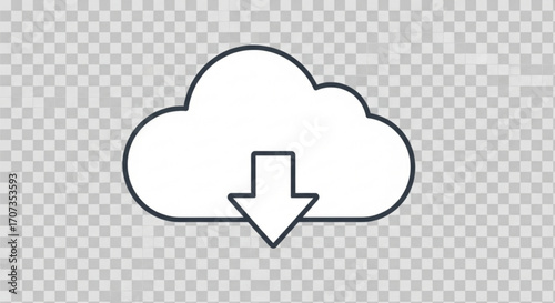 Simple cloud download icon illustration for website or app, a modern design for data transfer and file sharing, perfect for tech companies and software developers needing visual aids