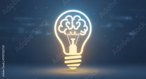 Illuminating idea bulb merges with a human brain symbolizing innovation and creative thought for groundbreaking projects