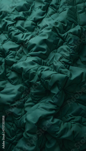 wrinkled dark green cloth.