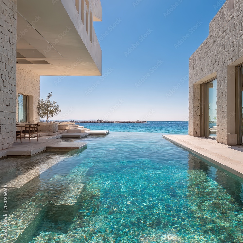 Fototapeta premium A pool with a view of the ocean