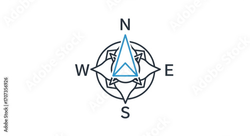 Modern compass icon guiding direction and exploration, symbolizing navigation, adventure, and finding your way forward with clarity and purpose
