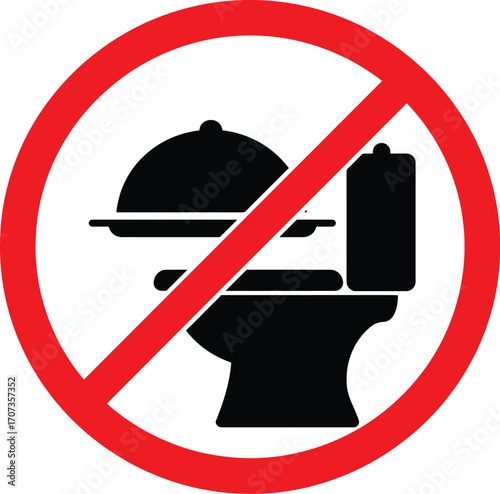 Prohibition icon no food allowed in toilet restroom hygiene symbol isolated on transparent background