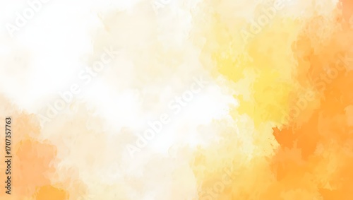Abstract watercolor strokes in warm yellow and orange hues with white space