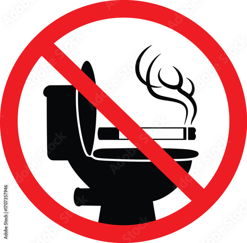 Prohibition icon no smoking in toilet restroom safety symbol isolated on transparent background