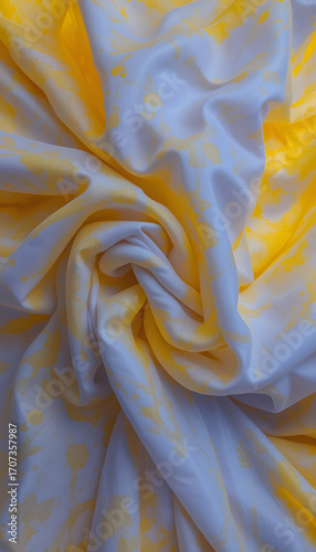 Bright yellow fabric with soft wrinkle texture.