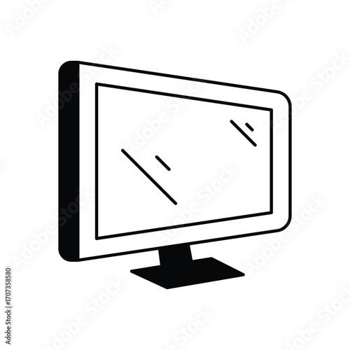 Computer Monitor Glyph Vector Icon