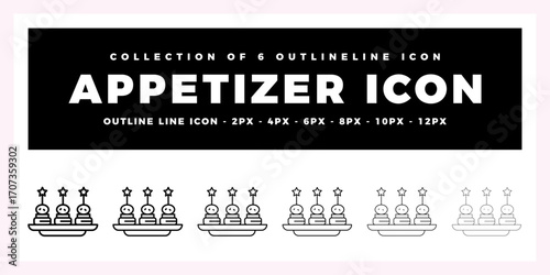 Collection of 6 Appetizer Outline Icons