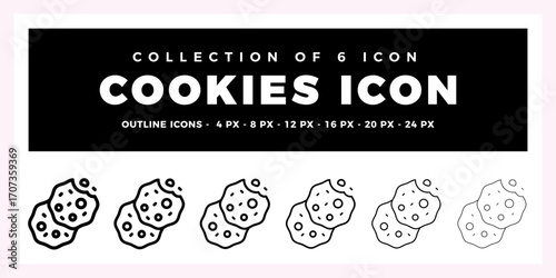 Cookies Icon Collection. 6 Outline Icons for Bakery. Food. and Sweet Treats