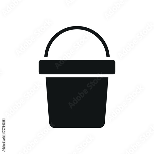 Bucket icon in glyph for simple utility and cleaning visuals.
