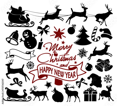 Big set of Christmas symbols.