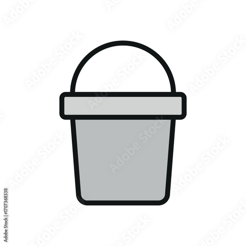 Bucket icon in color with line for modern household and daily use design.