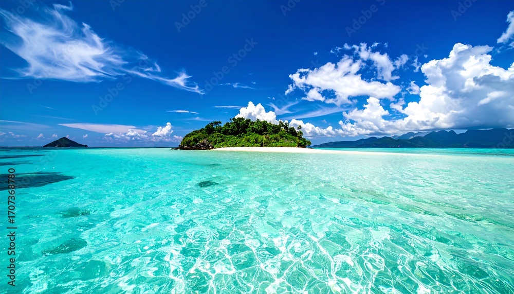 Fototapeta premium Tropical island paradise with turquoise water