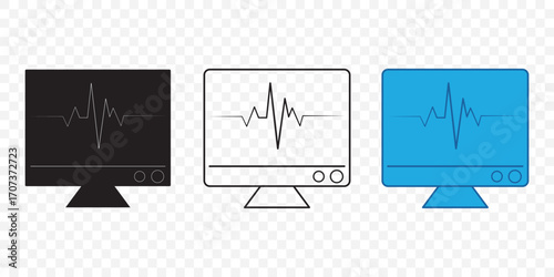 EKG monitor icon vector, sign and symbol for design, website or apps elements.