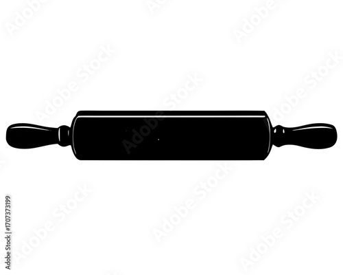 Black rolling pin with wooden handles