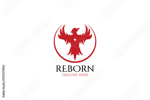Rising Rebirth Reborn Sign Symbol Phoenix Mythology Spiritual Bird Logo Abstract Illustration