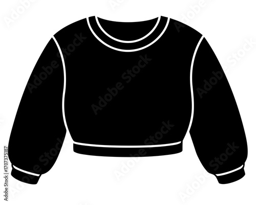 Black cropped sweatshirt with white trim