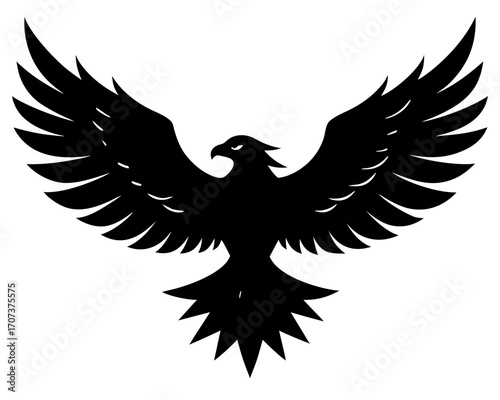 Black silhouette of a majestic eagle with wings spread wide