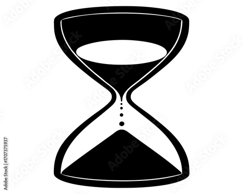 Black hourglass silhouette, symbolizing time passing and urgency