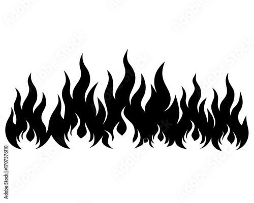 Black silhouette of fire flames
