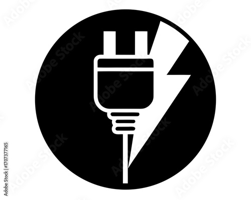 Electrical plug and lightning bolt symbol, representing power and energy