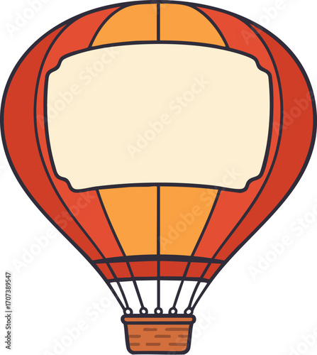 Hot air balloon with blank banner panel