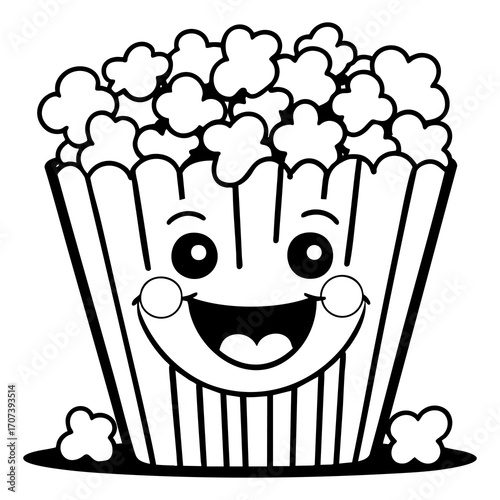Cute happy popcorn box with funny face