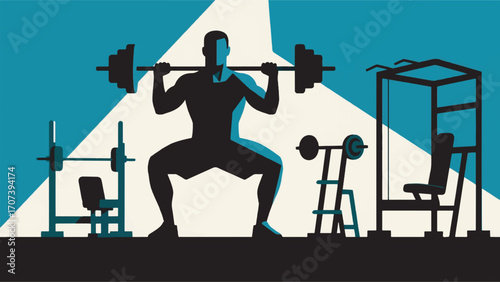 illustration of a man doing weight training vector design template