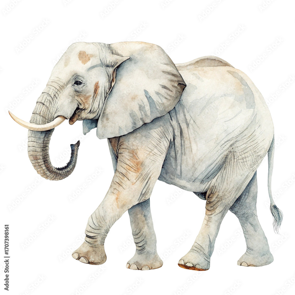 Fototapeta premium Watercolor elephant isolated on transparent background 