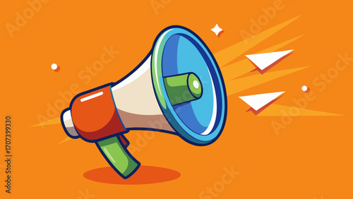 Vector art of orange megaphone with sound waves on orange background for promotion